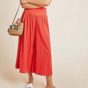Anthropologie Coral Eyelet Crop Pants Size 6 Boho